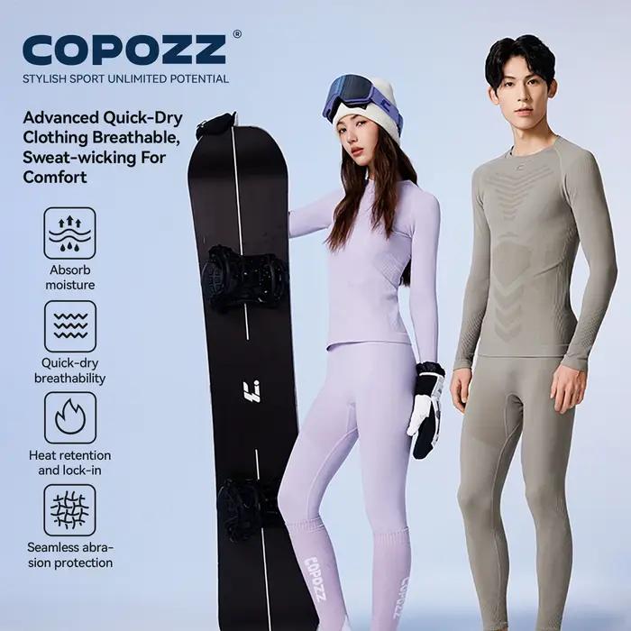 Ensemble de sous-vêtements de ski COPOZZ à séchage rapide pour hommes et femmes en polyester résistant aux conditions hivernales occasions spéciales