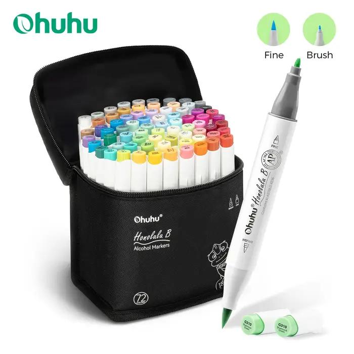Ohuhu-Ensemble de stylos marqueurs Honolulu B, marqueurs de documents, pointes de touristes illables quotidiens, croquis, dessin, manga, fournitures scolaires