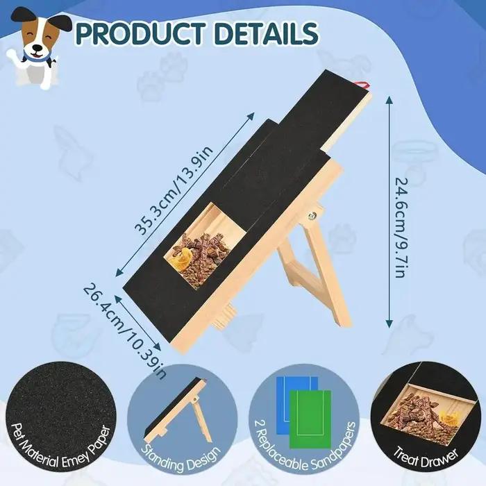 Planche à gratter les ongles pour chien avec boîte à friandises intégrée lime à ongles en bois pour chiot toilettage des griffes pour chiens occasions spéciales