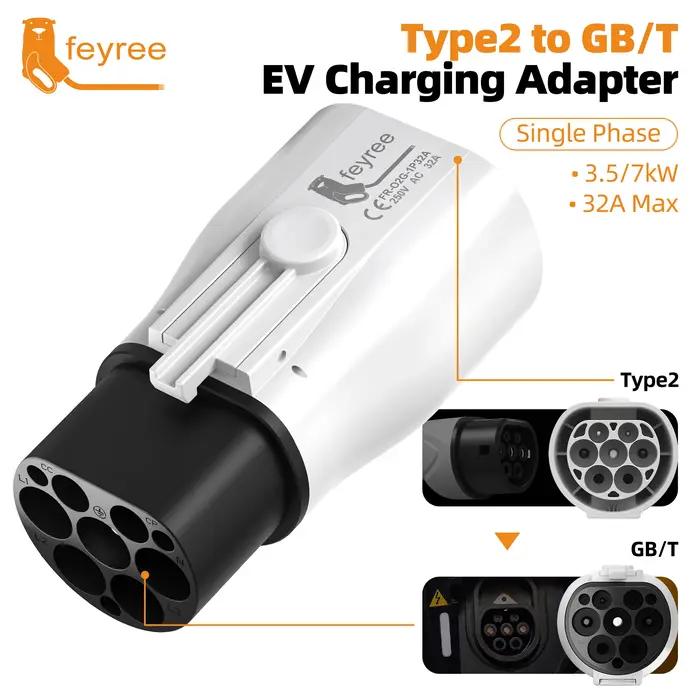 Feyree EV chargeur adaptateur Type2 vers GB/T convertisseur 32A 22KW 3P pour véhicule électrique Standard chinois 7KW