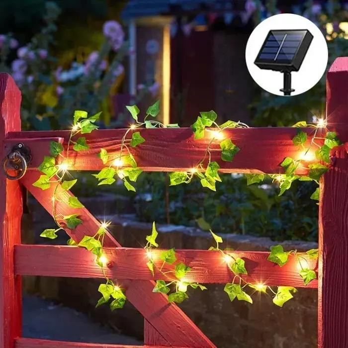 Guirlande solaire de feuilles et de fleurs, imperméable, pour l'extérieur, jardin, rideau féerique,