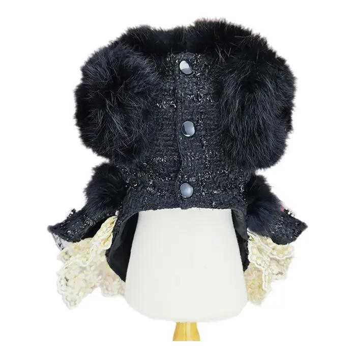 Robe de chien papillon noire élégante faite à la main avec biscuits