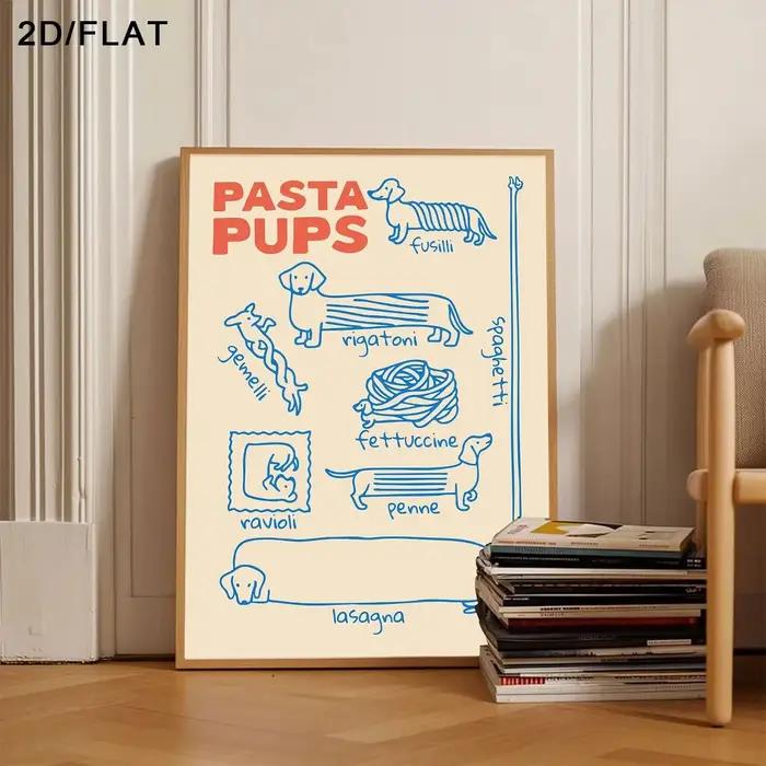 Affiche murale en forme de pâtes sur le thème italien pour chien