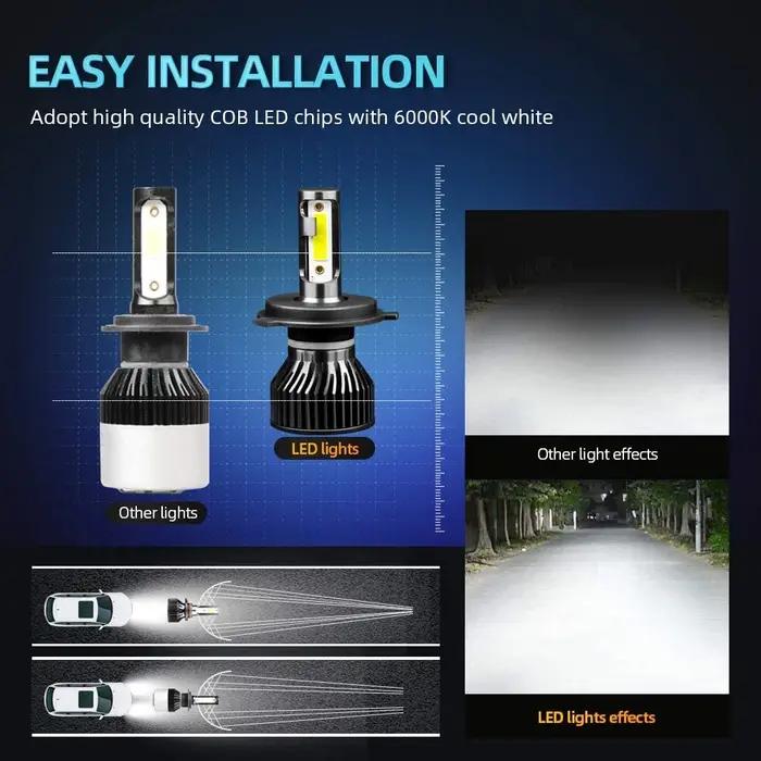 Ampoules de phares de voiture LED très brillantes H4 H7, 30000LM, puces CSP, lampes automobiles H1 H