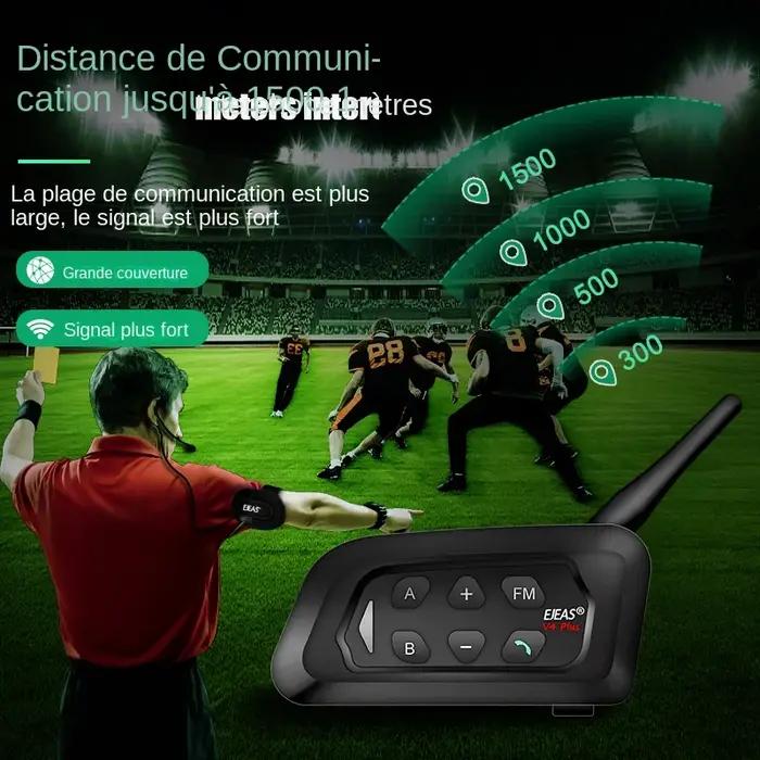 EJEAS V4C PLUS V6C PROx2 Football 3 Arbitre Interphone Casque 1200M Bluetooth Full Duplex Casque de Conférence Sportif Polyvalent