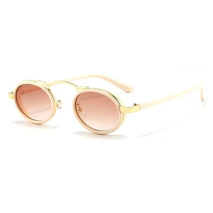 Lunettes de randonnée rétro ovales anti-lumière pour femmes - Monture métal fashion INS unisexe qualité