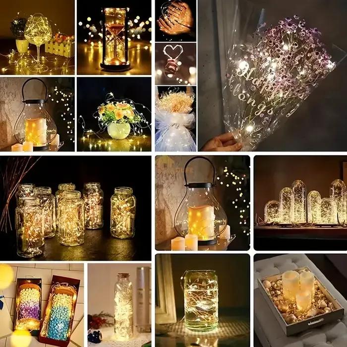 Mini guirxiété lumineuse à piles, lampe de conte nickel é, 20 LED, étanche, fête de mariage, décorat