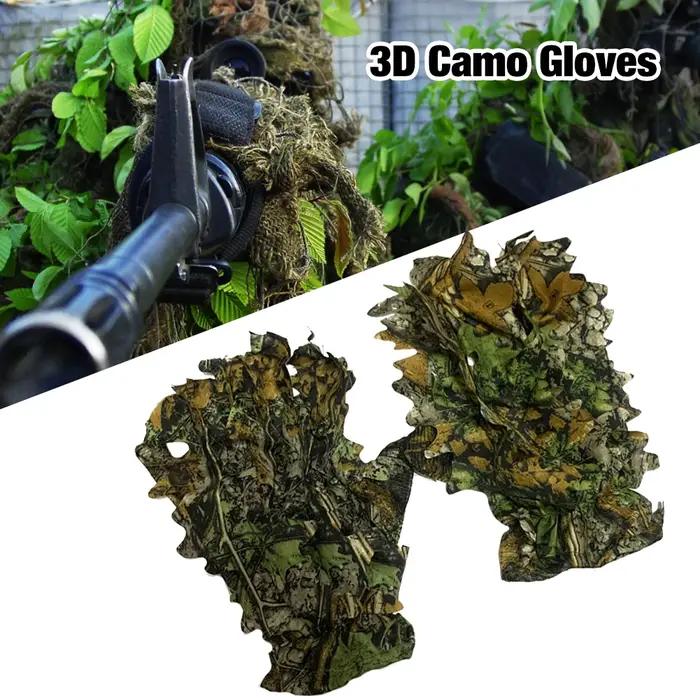 Gants chasse camouflage 3D feuilles confortables antidérapants durables tir photographie extérieur