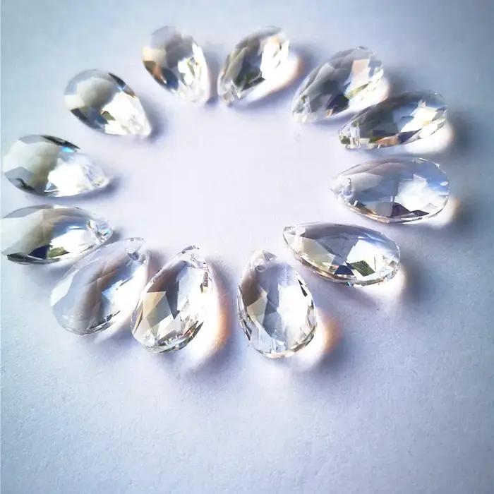 Top qualité 12 pièces/lot 22MM clair K9 cristal à facettes poire ornements de noël bricolage Suncatc