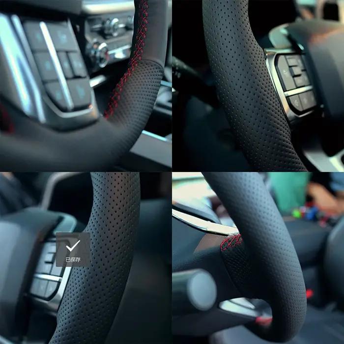 Housse de volant de voiture en cuir microfibre, personnalisée, antidérapante, respirante, pour Chevr