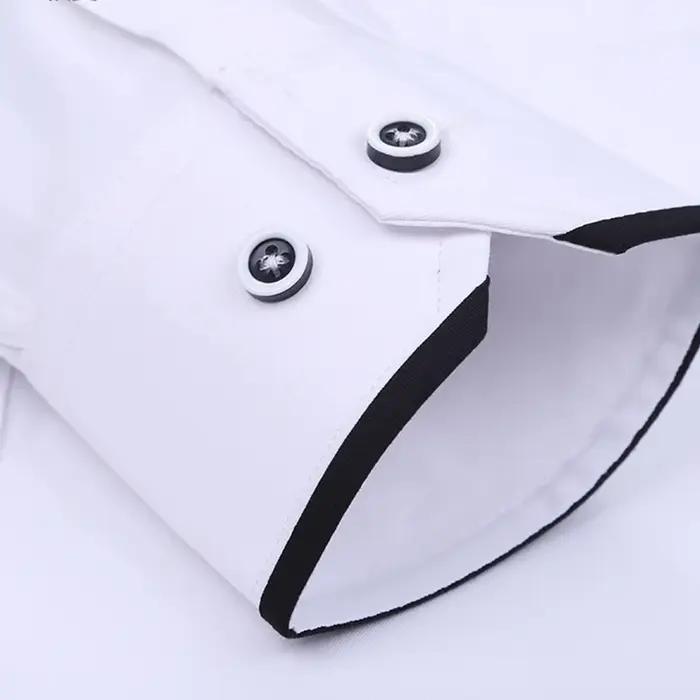 Chemise à col montant pour hommes, classique, col rond, coupe slim, col vertical, manches longues, c