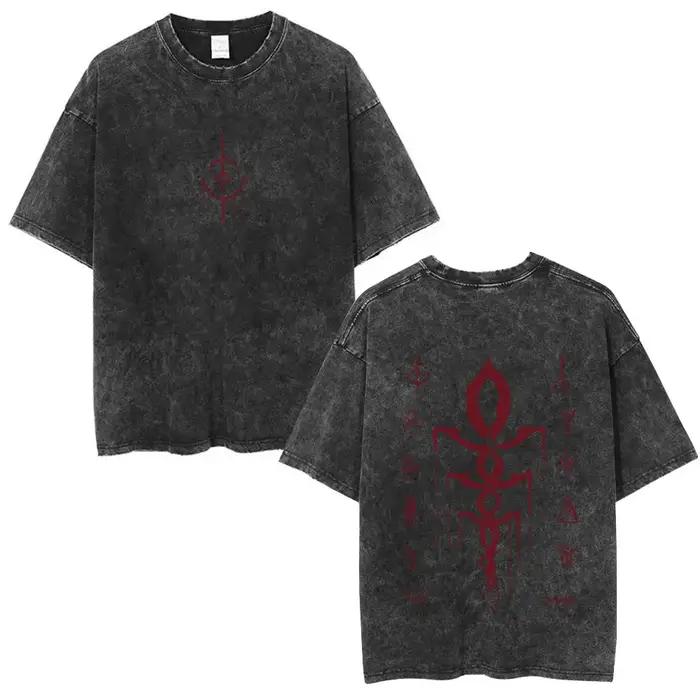 T-shirt délavé vintage avec logo Bloodborne imprimé