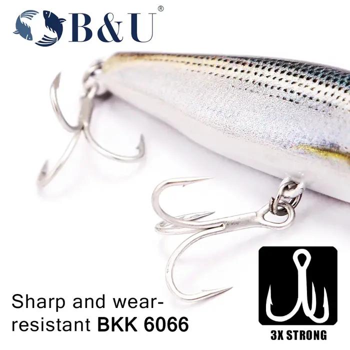 B & U coulant pêche en mer leurre méné appât dur avec hameçons triples pointus