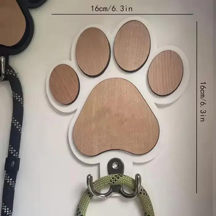 Cintre de laisse de chien en bois imprimé patte crochet mural pour colliers et manteaux crochet à griffes cadeau pour les amoureux des chiens crochet de rangement des clés