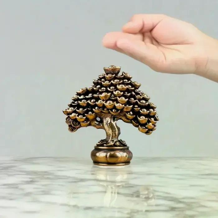 Feng Shui Figurines arbre d'argent Statue en laiton