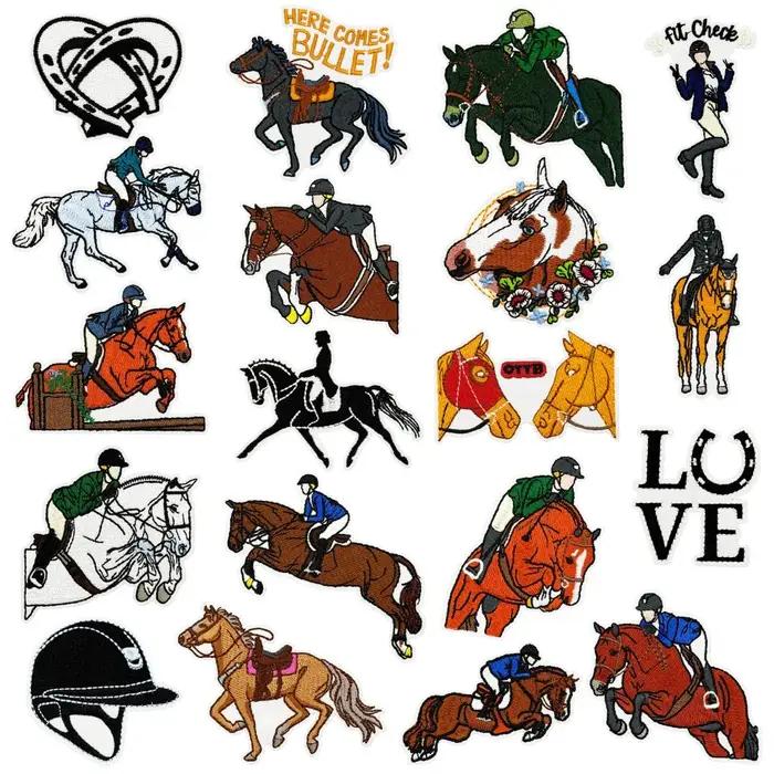 Patch brodé d'équitation pour T-shirt, sac à dos, décoration de vêtements, accessoires de réparation, applique, autocollant occassions spéciales DIY