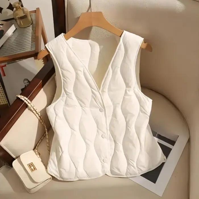 Gilet pour femmes col en v sans manches gilet automne hiver vêtements 2025 Ropa Mujer épais réservoirs chauds mode coréenne hauts courts