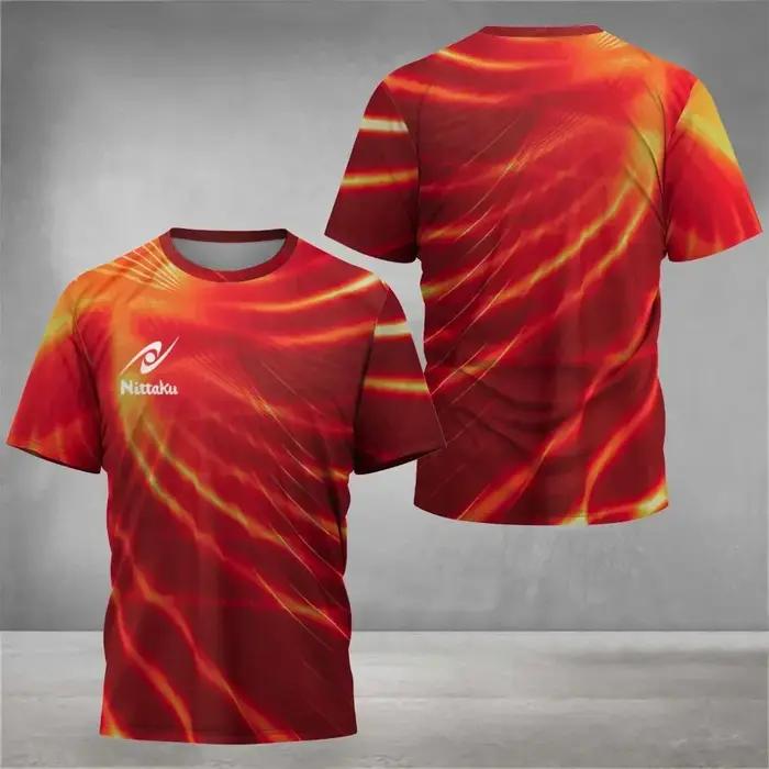 T-shirt de tennis de table Nittaku pour hommes, imprimé Victory Light, T-shirt de sport d'été pour h