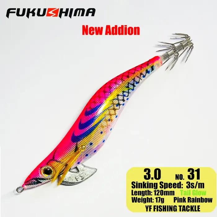 FUKUSHIMA 2-3.5 gabarits d'équilibre EGI leurre pêche au bois grillage BAIT coupe octopères queue brillante crochets