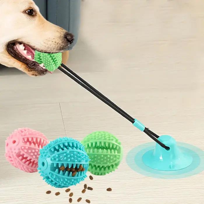 Jouet interactif pour chien à ventouse avec distribution sonore et de friandises – Balle en caoutchouc durable pour l'entraînement et l'amusement des tours