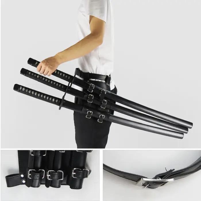 Porte-Épée Katana en Cuir PU Noir et Blanc, Étui de Ceinture Médiéval, Accessoires d'Halloween, Anime, Cosplay, oral alier, Samouraï, Ninja, Gaine de Taille