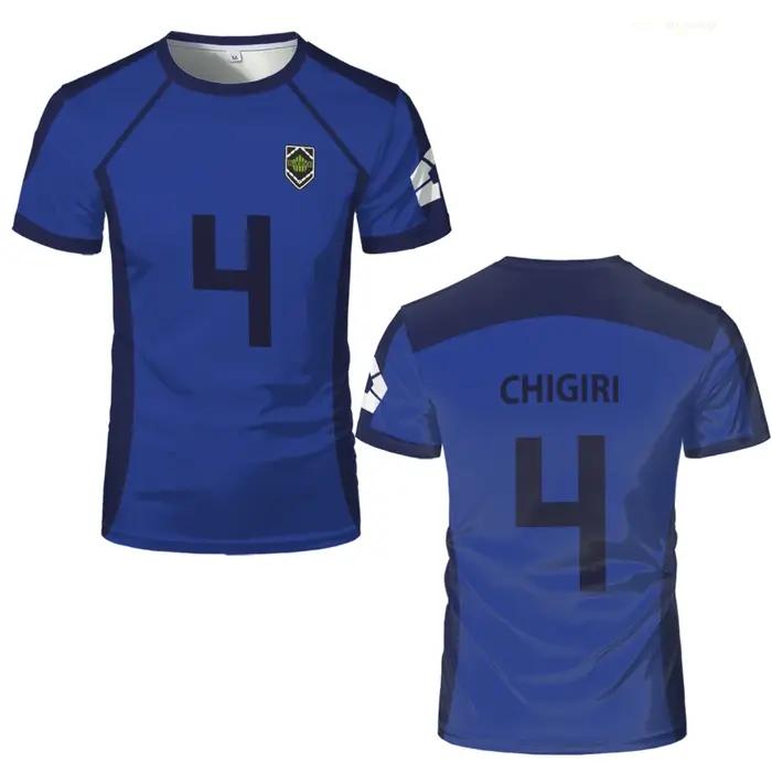 T-shirt homme ISAGI 3D imprimé, sport, séchage rapide, respirant, anime cosplay, Harajuku, équipe de