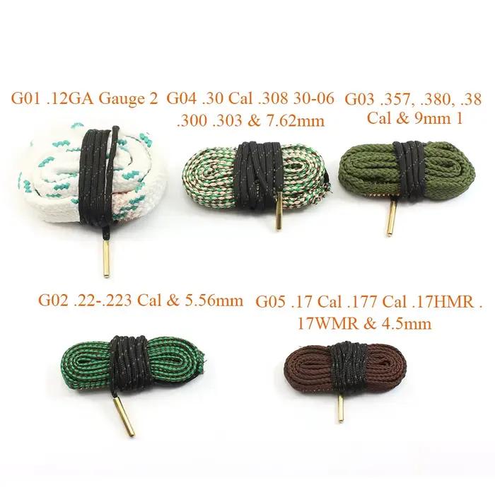Brosses de nettoyage de canon en forme de serpent pour calibres 5.56mm/.223/.22/9mm/.380/12 GA et .30/.308 en bronze intégré pour chasseurs et tireurs
