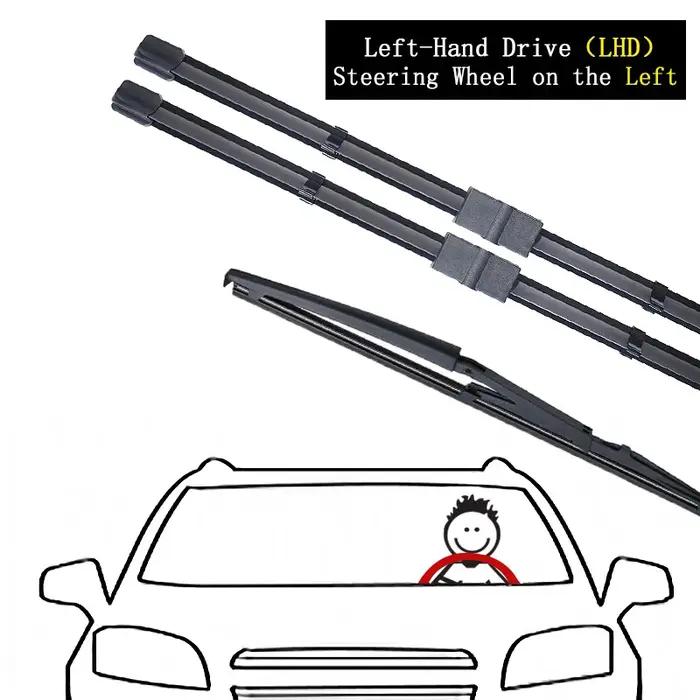 Kit d'essuie-glaces avant et arrière pour Alfa Romeo 159 2005-2011, essuie-glaces en caoutchouc naturel, brosses pour pare-brise, essuie-glaces sans cadre, accessoire de voiture, pour conduite en toute saison