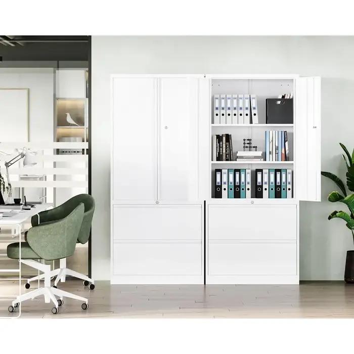 Armoires de rangement en métal pour le bureau à domicile, classeur-2 tiroirs avec serrure et étagère