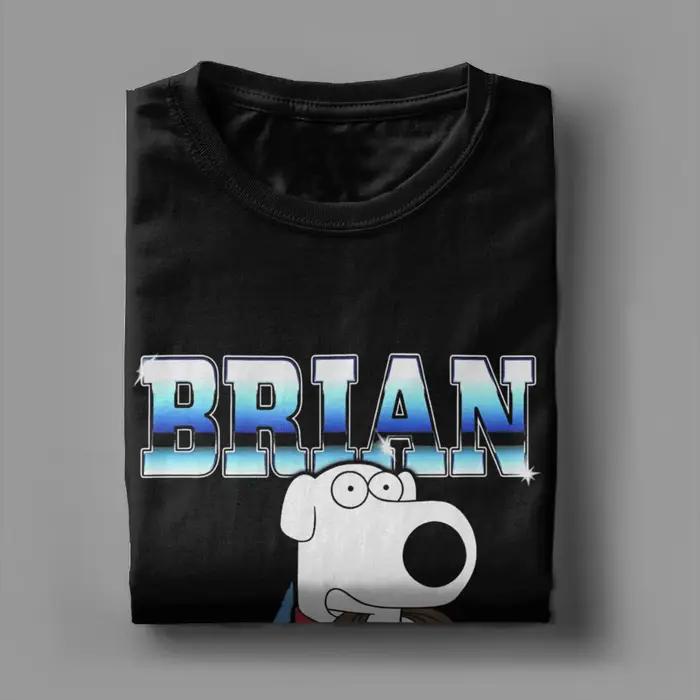 T-shirt homme en coton motif dessin animé Brian Griffin prêt pour une promenade vêtement amusant col rond manches courtes pour homme四季服饰男上衣棉质皮克斯动画布莱恩·格里芬散步准备幽默圆领短袖男士