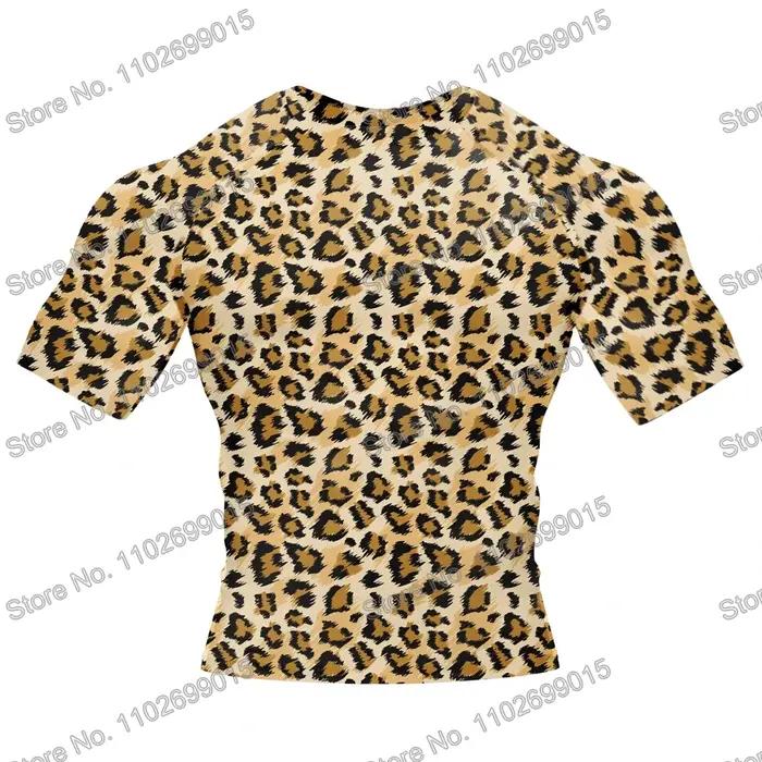 Léopard Vêtements de surf Maillot de bain Hommes Rash Guard Manche courte Protection UV Plongée Maillots