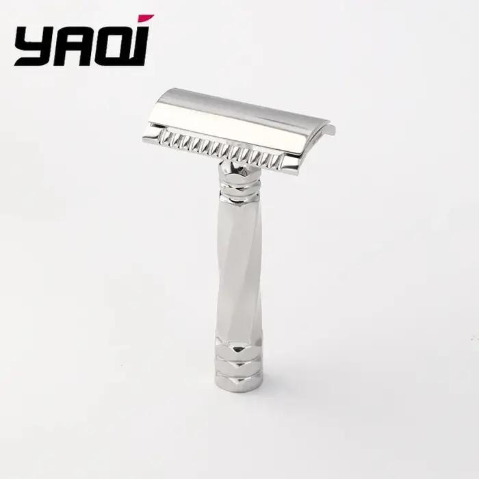 Rasoir de sécurité en acier inoxydable Yaqi Cerberus, espacement de la lame de 0,65 mm, manche de 77