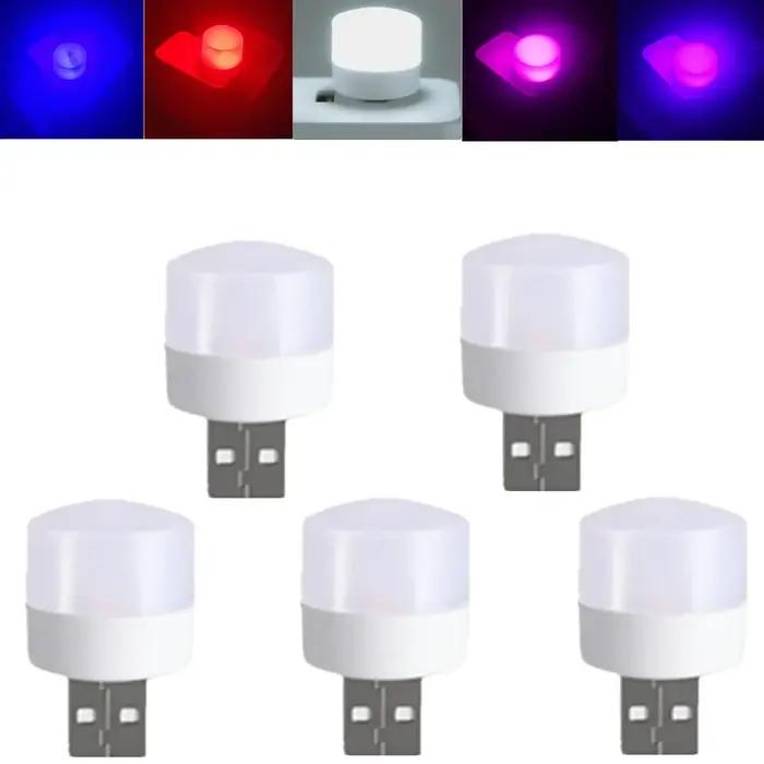 5 pièces USB LED prise lampe 1W Super lumineux Protection des yeux USB livre lumière ordinateur Mobile puissance charge