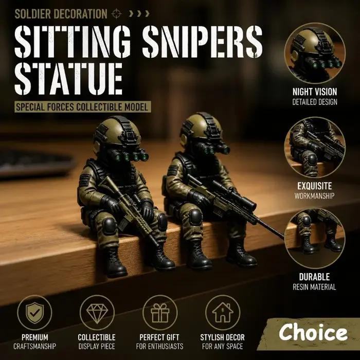 Figurine tactique miniature de soldat sniper assis