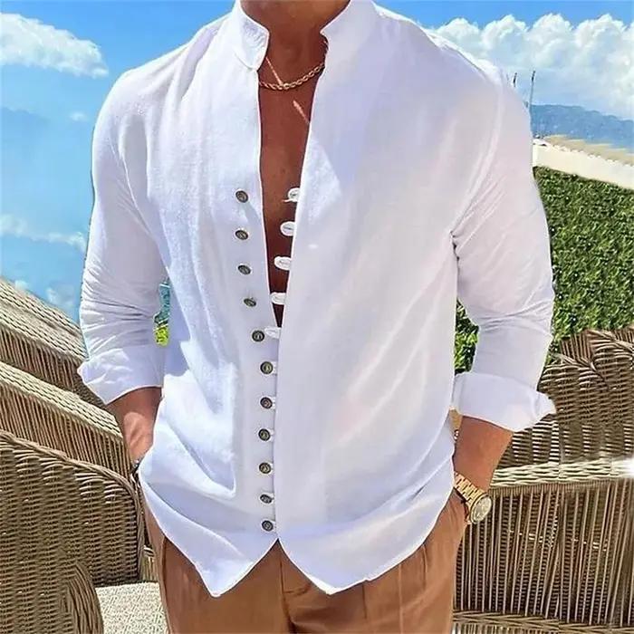 Chemise en coton et lin pour hommes
