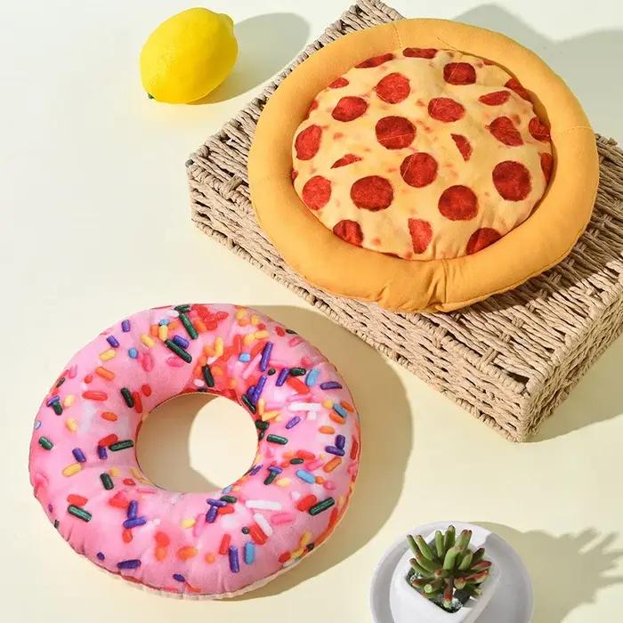 Jouet pour chien en peluche en forme de pizza avec son couineur