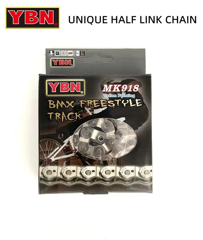 YBN BMX chaîne de vélo demi-lien à vitesse unique MK918 102L adaptée aux vélos