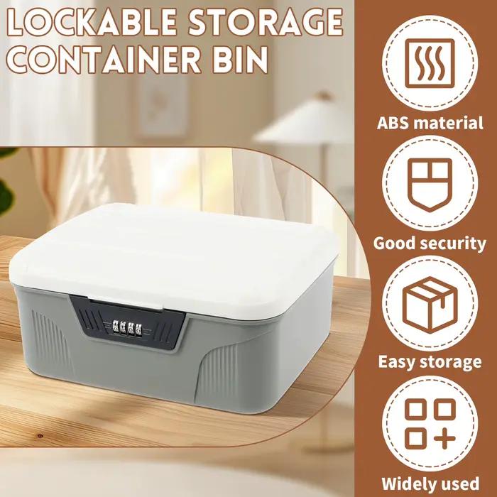Boîte de rangement portable en plastique verrouillable avec serrure à code numérique