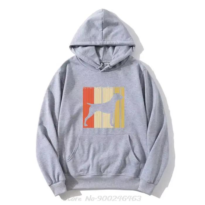 Sweat à capuche vintage en coton pour hommes, sweat-shirt, streetwear, Hip Hop, Harajuku, pointeur allemand à poil court, cadeau de propriétaire de chien, années 1970