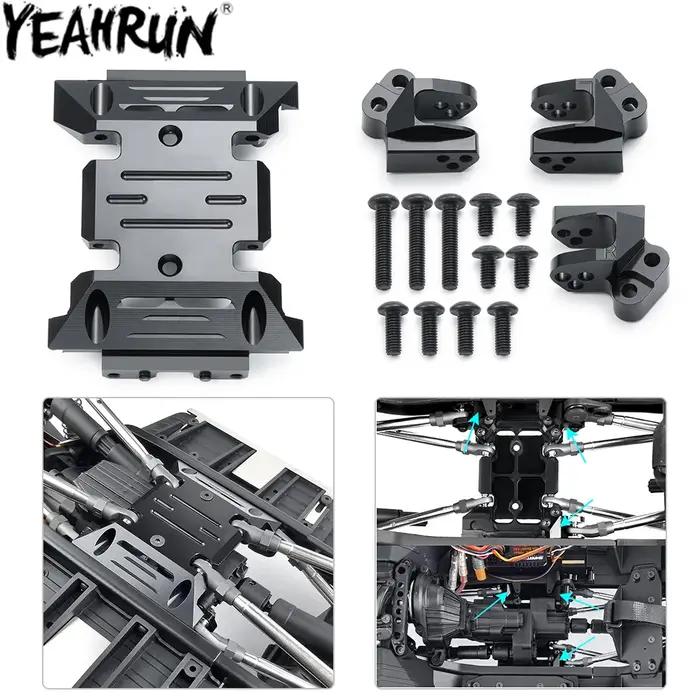YEAHRUN – plaque de protection centrale de châssis métallique et Base d'installation de barre de traction à Code fixe pour 1/10 Axial SCX10 III AXI03007 AXI03006