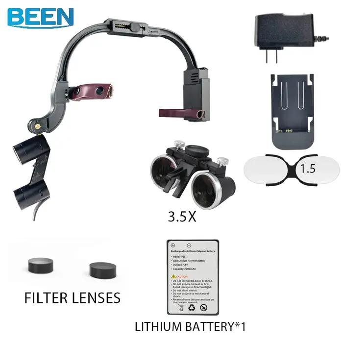 Lampe frontale dentaire LED, Loupes 2,5x 3,5x, esthétique médicale, phare chirurgical, grossissement