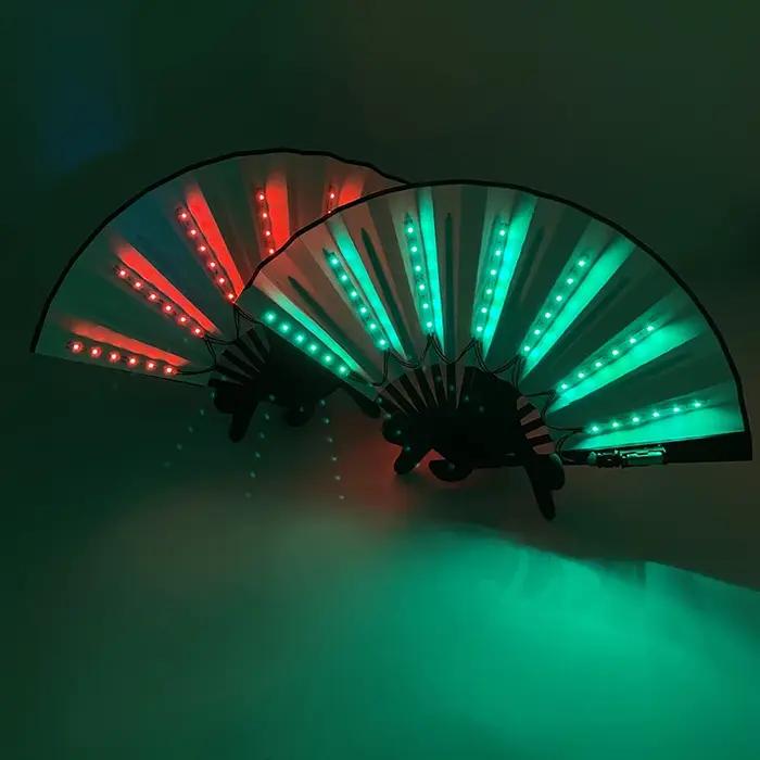 Éclairage de fête pour carnaval, ventilateur lumineux LED néon, ventilateur pliable lumineux, éventa