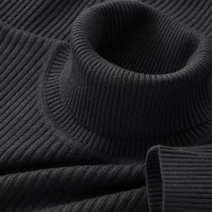Pull à manches longues et col roulé pour homme, tricoté à rayures, lourd, pour l'extérieur, couleur