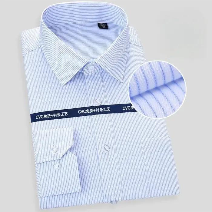 Haute qualité 100% coton hommes robe à manches longues chemise nouveau solide mâle grande taille coupe régulière rayure