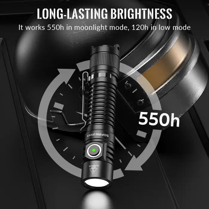Sofirn SP31 V3 18650 lampe de poche tactique 2000lm SST40/519A torche Rechargeable lancer 269M USB C
