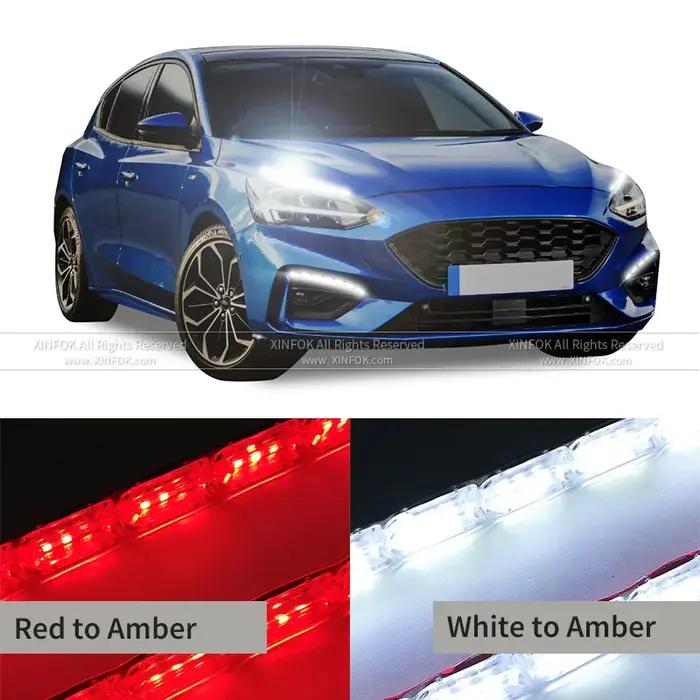 2 pièces blanc ambre bande LED Flexible LED DRL feux de jour étanche séquentiel lumière du jour roug