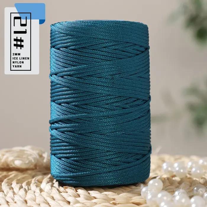 Fil de nylon en lin glacé de 2 mm, adapté au tricot à la main de coussins, sacs, chapeaux et chaussons, ainsi que pour divers articles ménagers DIY.