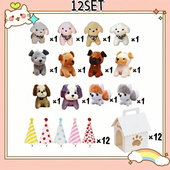 Lot de 12/24 peluches chiens d'adoption de 12 cm, cadeaux de fête pour l'Adopte un Chien, jouets, ca