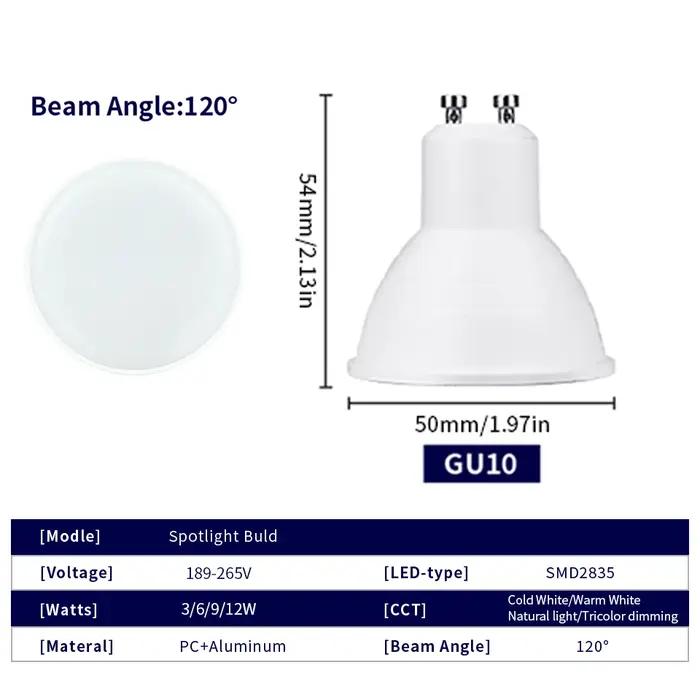 50 pièces GU10 Led ampoule 220V projecteur ampoule Bombillas lampe à LED décoration lampe lumière éc