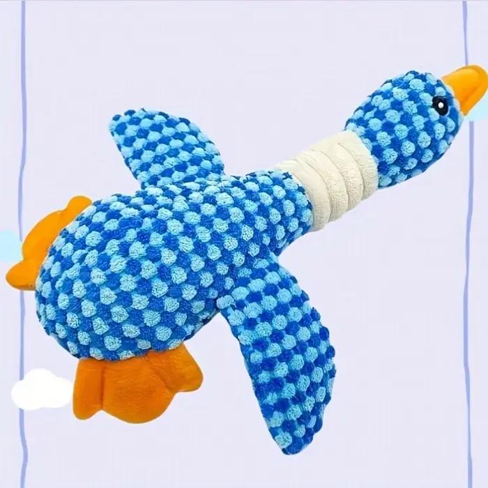 Jouet d'oie bleue en peluche courte pour chiens et chats, double couleur, résistant et sonore, jouets en peluche pour animaux de compagnie